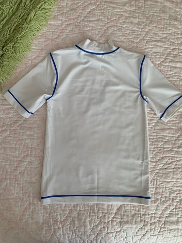 Cherokee Rash Guard Swim Shirt Mock Neck Short Sleeve Skeleton White Boys M 8/10 - Picture 3 of 10