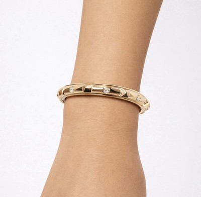 Sequin Brand Bangle Bracelet Goldtone Raised Stud & CZ Bangle NEW