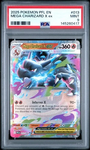 2025 POKEMON PFL EN-PHANTASMAL FLAMES #013 MEGA CHARIZARD X EX PSA 9