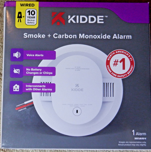 KIDDE Smoke & CO Alarm Detector Hardwired 10 Yr Battery Model# 30CUA10-V #32783