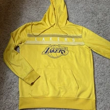 Los Angeles Lakers By UNK Hoodie Men's M Yellow Graphic Long Sleeve Pullover