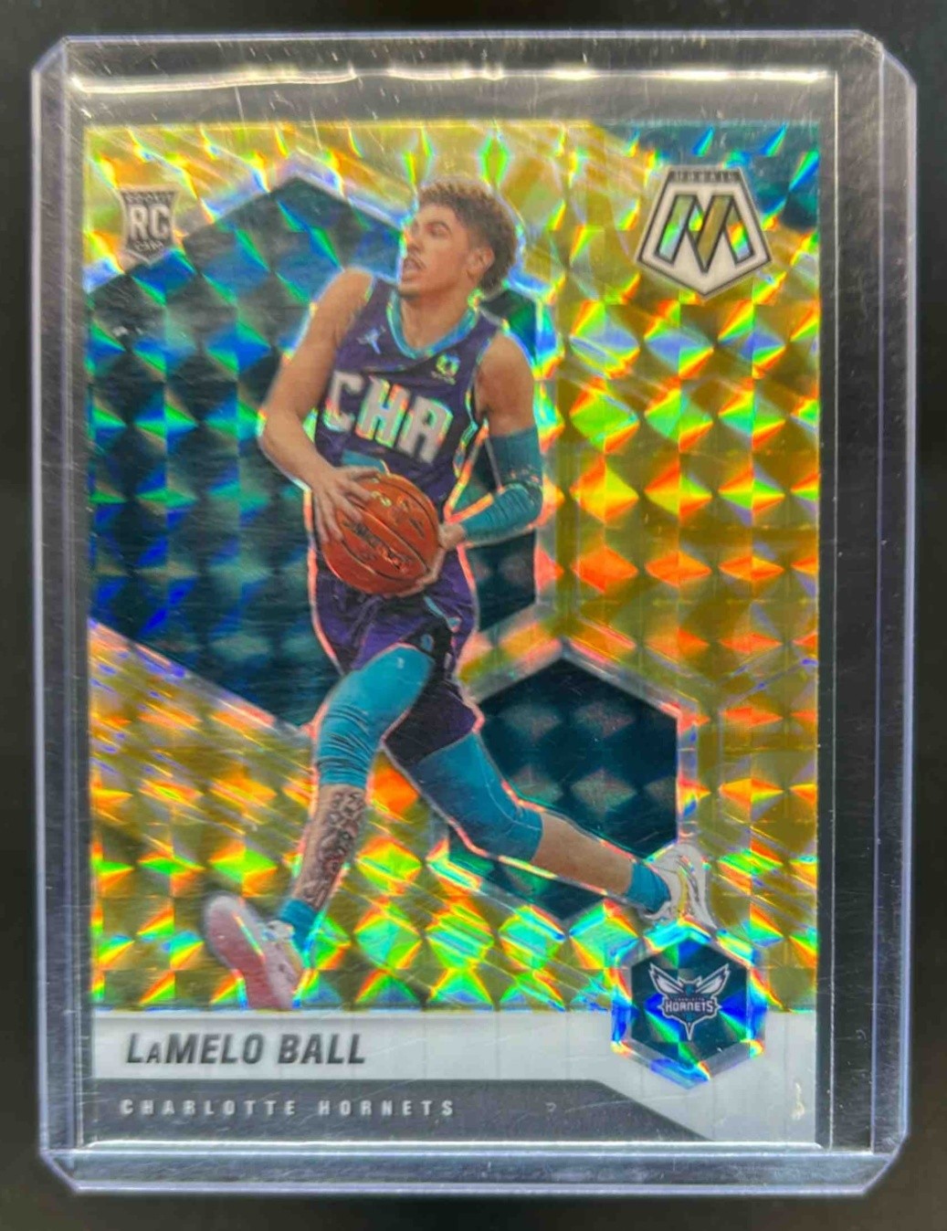 2020-21 Mosaic LaMelo Ball Reactive Yellow Rookie RC #202 Hornets