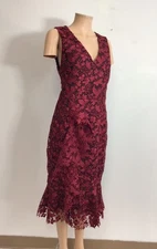 Alice + Olivia Katie Ruffled Red Lace Dress Womens 10