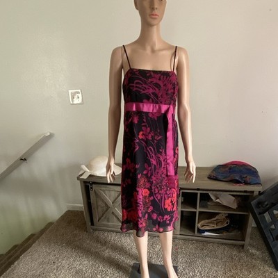 Motherhood Black Pink Floral Tank Dress Spaghetti Strap Midi Maternity Size M