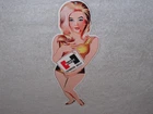 VINTAGE HURST AUTHORIZED PARTS OUTLET BLONDE WOMAN  14" METAL GASOLINE OIL SIGN!