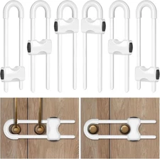 Cabinet Locks for Babies, 6pcs, Adjustable, U-Shaped Child Proof Cabinet Latches