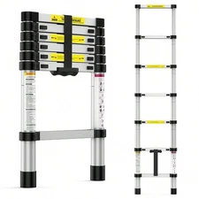 ZEF-6.6 FT /12.5 Ft Telescoping Ladder, 330lbs Capacity Aluminum Extension Ladde