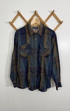 Vintage Button Shirt Plaid 1980s Wool Medium
