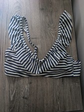 Vineyard Vines Target Bikini Top Swim Suit Stripe Blue White Ruffle Women M
