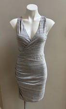 Banana Republic Heather Space Dye Gray Faux Wrap Dress XS Stretch