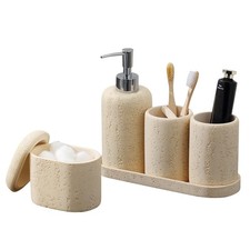 Bathroom Set, 5PCS Modern Bathroom Accessory Set with Soap Dispenser, Mouthwa...