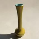 Vintage Red Wing Pottery 510 Yellow Bud Vase Turquoise Interior MCM 8”