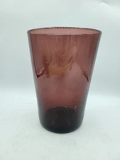 Vintage 7" Blenko Art Glass Amethyst purple cylinder vase