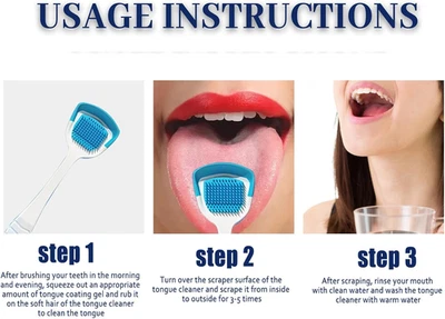 AURAANGE Fresh Mint Tongue Cleaner Gel Kit Tongue Brush Scraper Maintaining Fresh Breath