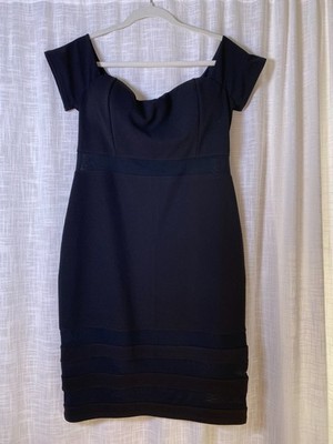 NWT J for Justify Short Black Dress XL, Sheer Stripe LBD