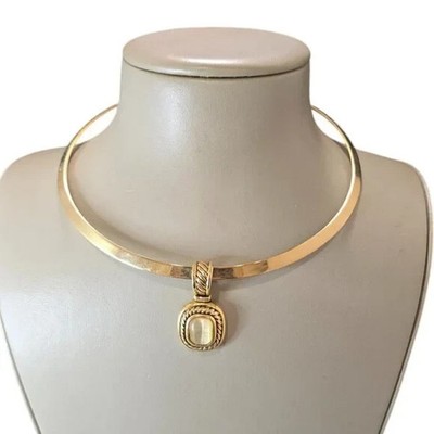 Stephan & Co Women's Gold Plated Beige Resin Metal Wire Choker NWT