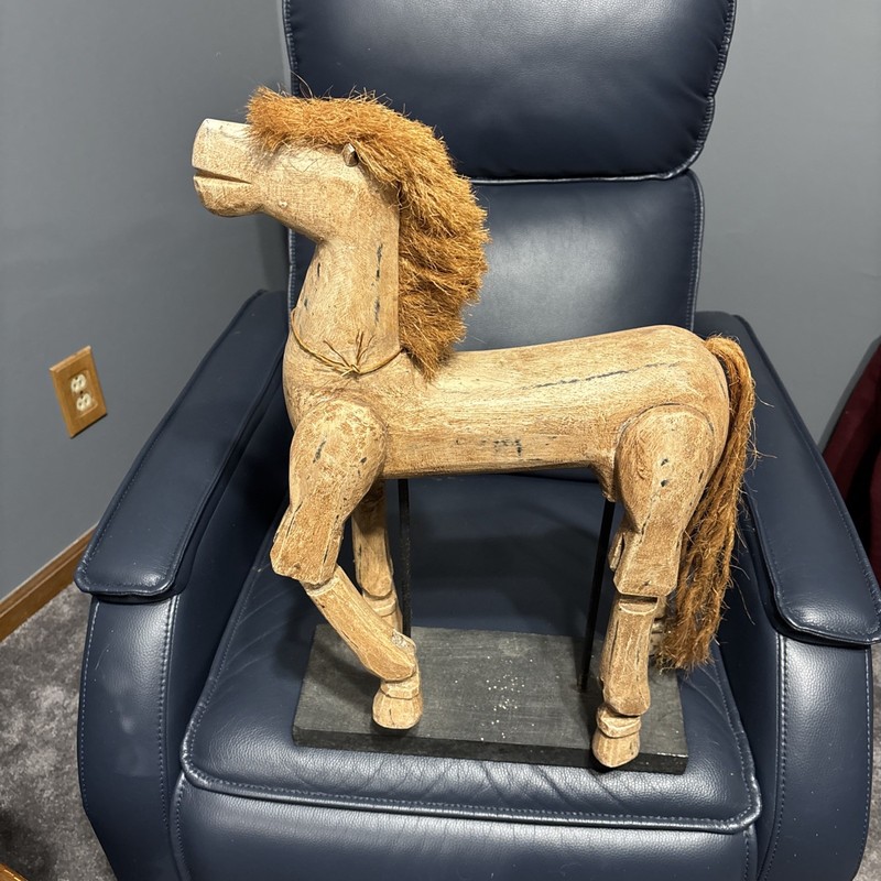 Horse folk art Statue With  articulated legs  Made Of Wood