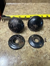 Antique Door Knobs Black Russwin Rustic Salvaged Distressed Rust 1900s Set of 2