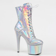 6" Spike Heel Stripper Pole Dance Platform Hologram Women Ankle Boots size 36-43