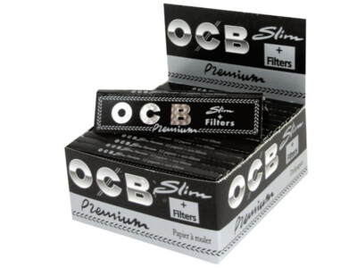 OCB Premium Schwarz Long Slim + Tips 20 x 32 Blatt Papers Blättchen