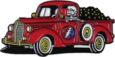 3928 Skeleton Driving Red Truck Hippie 60s Bolt Enamel Pin Badge Button Lapel 