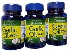 Puritan's Pride GARLIC OIL 1000 mg 3 x 100  300 Rapid Release Softgels 3/28