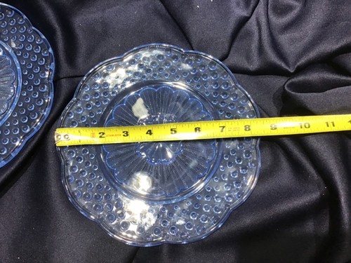 2 BLUE HOBNAIL GLASS PLATES GORHAM EMILYS ATTIC VTG style ROBINS EGG BLUE - Picture 6 of 9