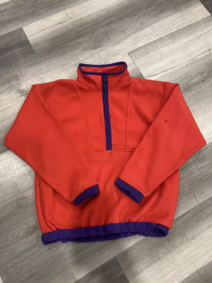 Half red shop half blue jacket