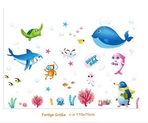 Wall Sticker Marine Seafloor Sea Whale Aquarium Kid Baby Children Room Bathroom - Picture 5 of 6