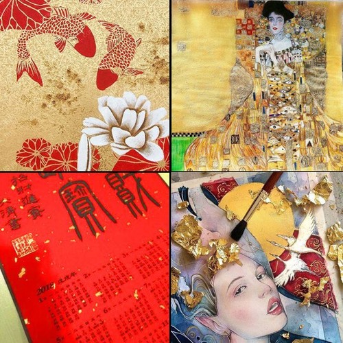 Copos de lámina de oro para resina hoja de oro metálica para uñas lámina artes de pintura - Imagen 3 de 8
