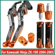 For Kawasaki Ninja ZX-10R 2004-2005 CNC Brake Clutch Levers Handle Grips Cap Set