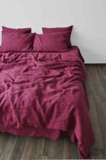Raspberry cotton Duvet Washed duvet cover Queen King Twin Bedding Cover Set