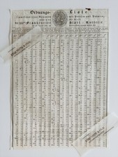 1841 Ordnungs-Liste 100. Frankfurter Stadt-Lotterie August Gl&uuml;ck Papier Dokument