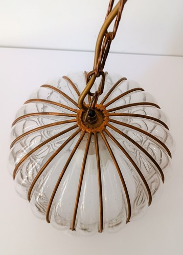 ♥ ANTICO LAMPADARIO IN VETRO VENEZIANO E FERRO VINTAGE ART DECO LIBERTY LAMPADA - Bild 4 von 8