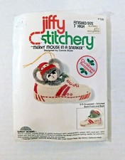 Vintage Jiffy Stitchery Merry Mouse in a Sneaker 3D Ornament Kit 1978 Holidays