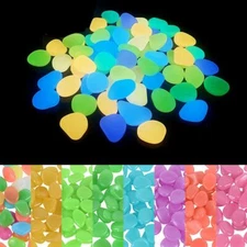 25pcs 50pcs Glowing Stone Glow In The Dark Pebble Garden Path Aquarium Decor NEW