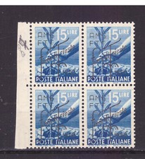  FRANCOBOLLI Trieste Zona A 1950 Fiera di Trieste AMG FTT 15 L MNH** Quartina #