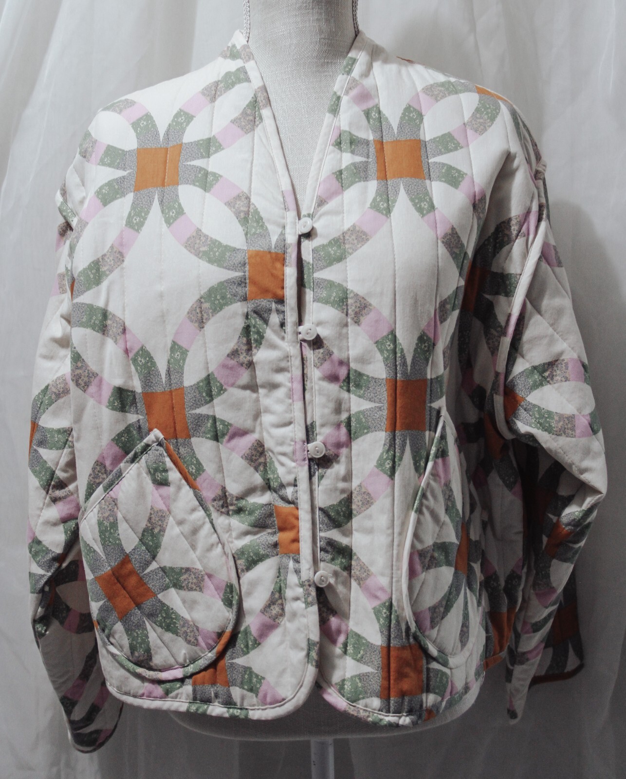 Universal Thread Quilted Patchwork Button Front C… - image 3