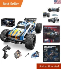 4WD Off-Road RC Truck with LED Lights - 1:10 Scale, Dual Rechargeable Batteries