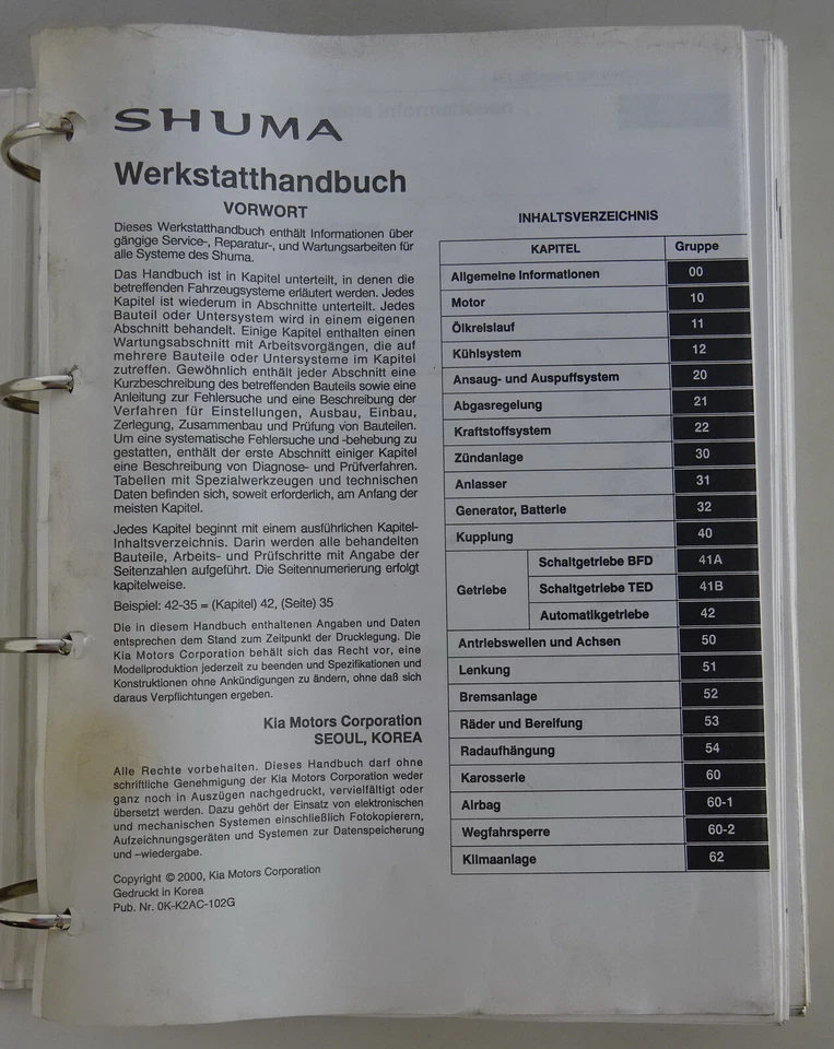 Manual De Taller + Esquemas De Circuito Kia Shuma I Año 2000 - Imagen 2 de 4