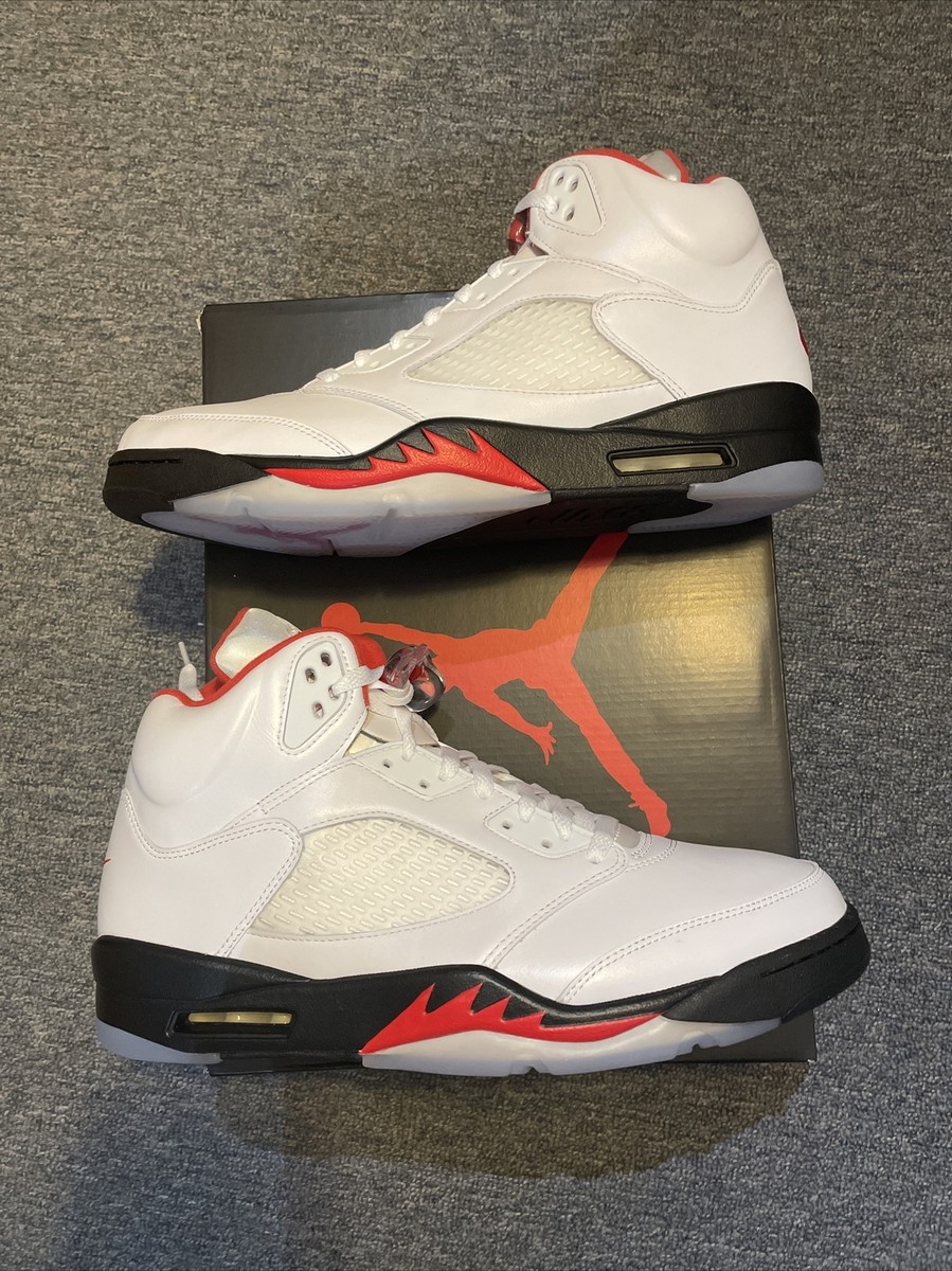 Ushapolytubes Nike Sneaker Air Jordan 5 Retro Fire Red 2021 Nike Air Jordan Retro Fire Red Silver Tongue (2020) Size