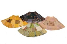 5 PC of Vintage Indian Rayon Patchwork Hippy Gypsy Boho Maxi Women Short Skirts