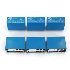 10Pcs SONGLE SMI-2P DC 5V/12V/24V PCB Mount 8-Pin DPDT Mini Power Relay 5A/250VA