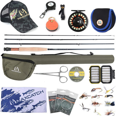Maximumcatch Amigo Fliegenfischen Rute Und Rolle Set 9FT 4 Teile 4/5/6/7/8 WT...