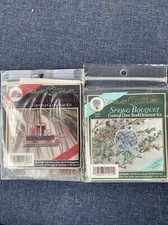 Set of Mill Hill Holiday Ornaments Counted Glass Bead Kits Christmas Sled Floral