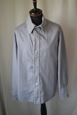 Vintage grau bestickte Flaggen & Pferde Western Cowboy Hemd Gr. 3XL Line Dance