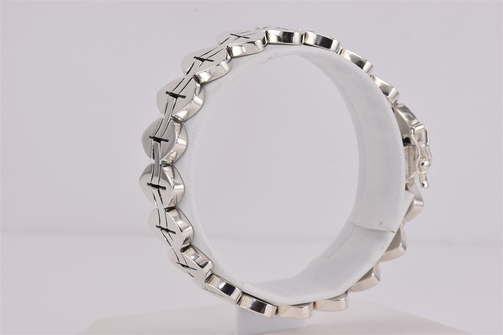 Sterling Silver Solid Unique Oval Linked Bracelet… - image 4