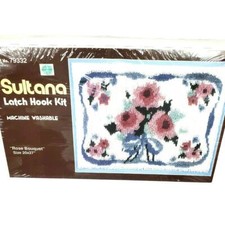 Vintage Sultana Latch Hook Kit Yarn Rug Rose Bouquet 20 X 27  New Sealed 79332
