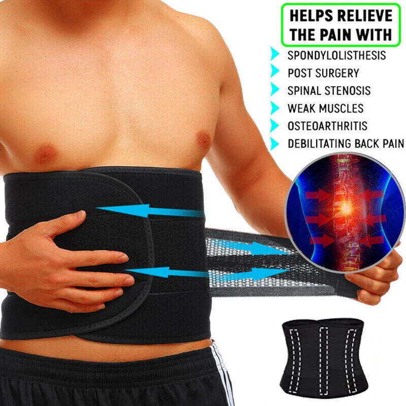 Soporte de espalda alivio del dolor soporte lumbar cinturón de soporte ciática hombres mujeres Foto 3 de 4