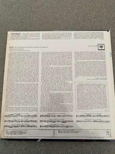 Glenn Gould Columbia 360 Stereo Well-Tempered Clavier Vinyl Record Canada 6808 - Picture 2 of 3